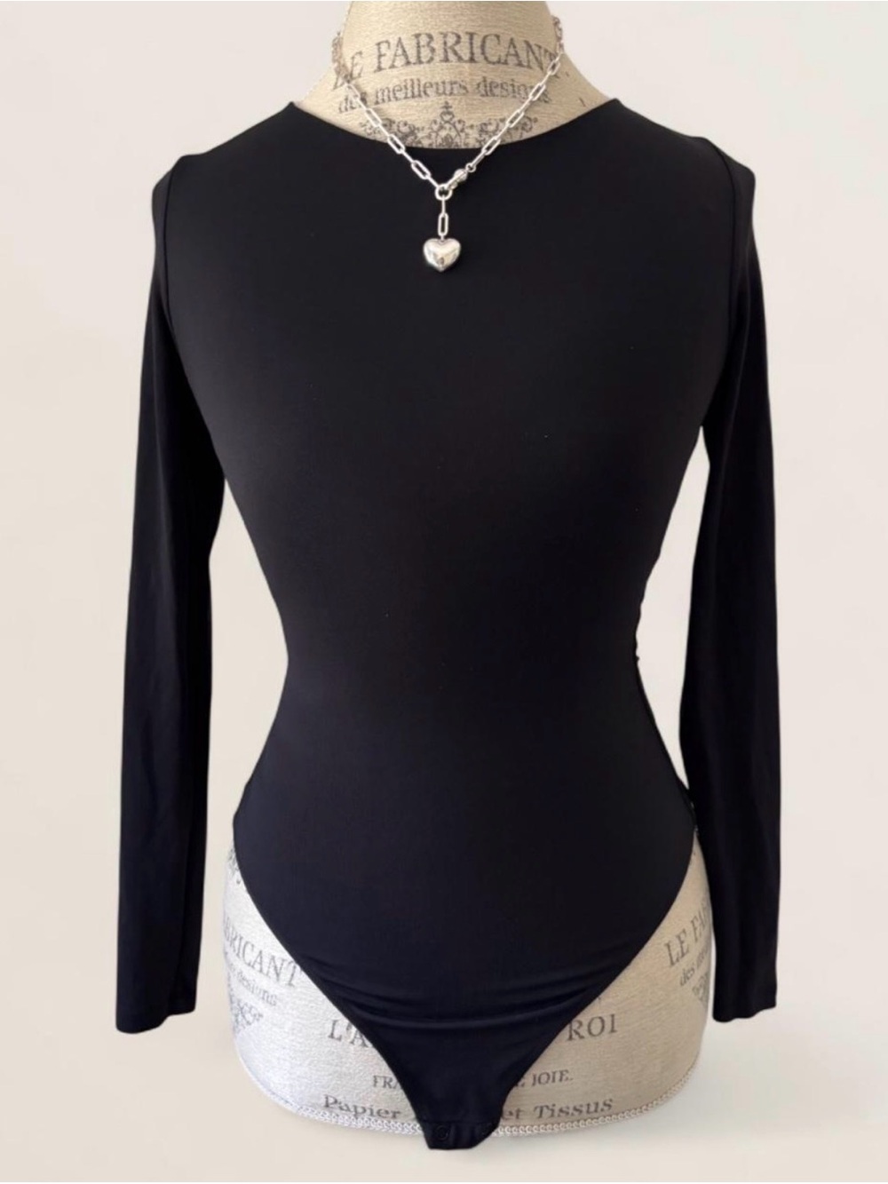 Babaton Black Long-Sleeve Crewneck Bodysuit